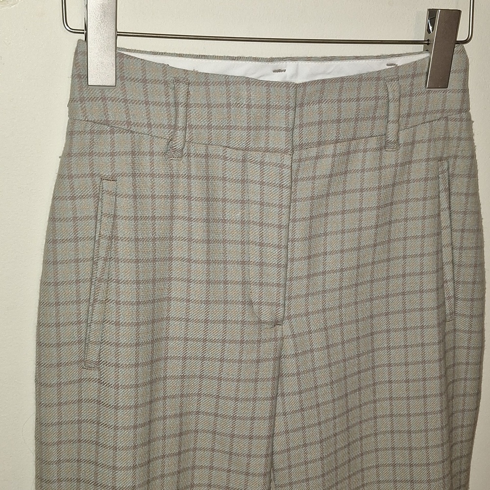 Aritzia Wilfred Tie Front Pants Wool Blend Plaid (Missing Tie) SZ 0 - Picture 2 of 6